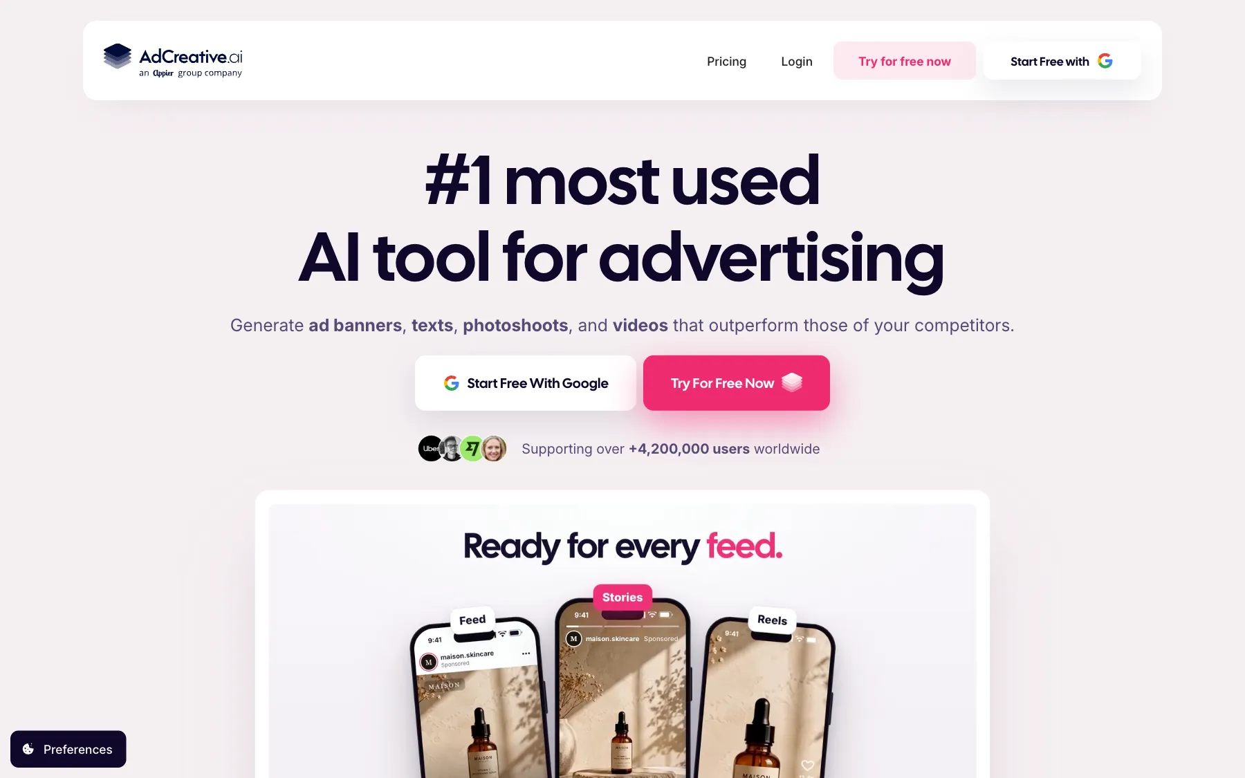 AdCreative.ai website, screenshot taken 23 October 2026