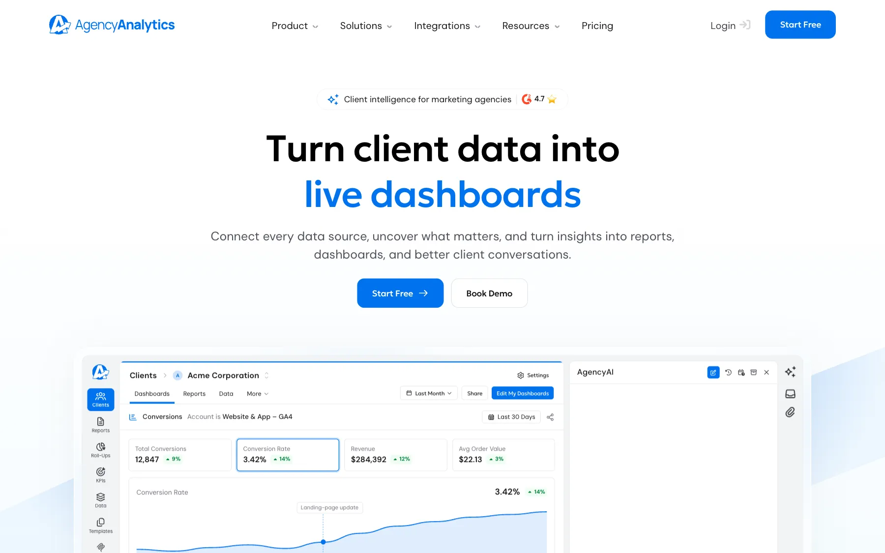 AgencyAnalytics website, screenshot taken 23 October 2026