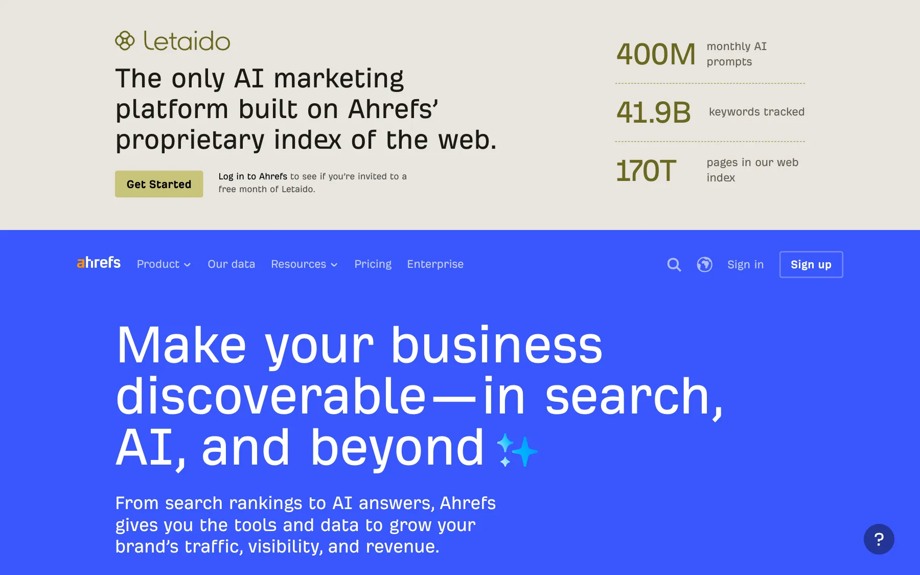 Ahrefs website, screenshot taken 23 October 2026