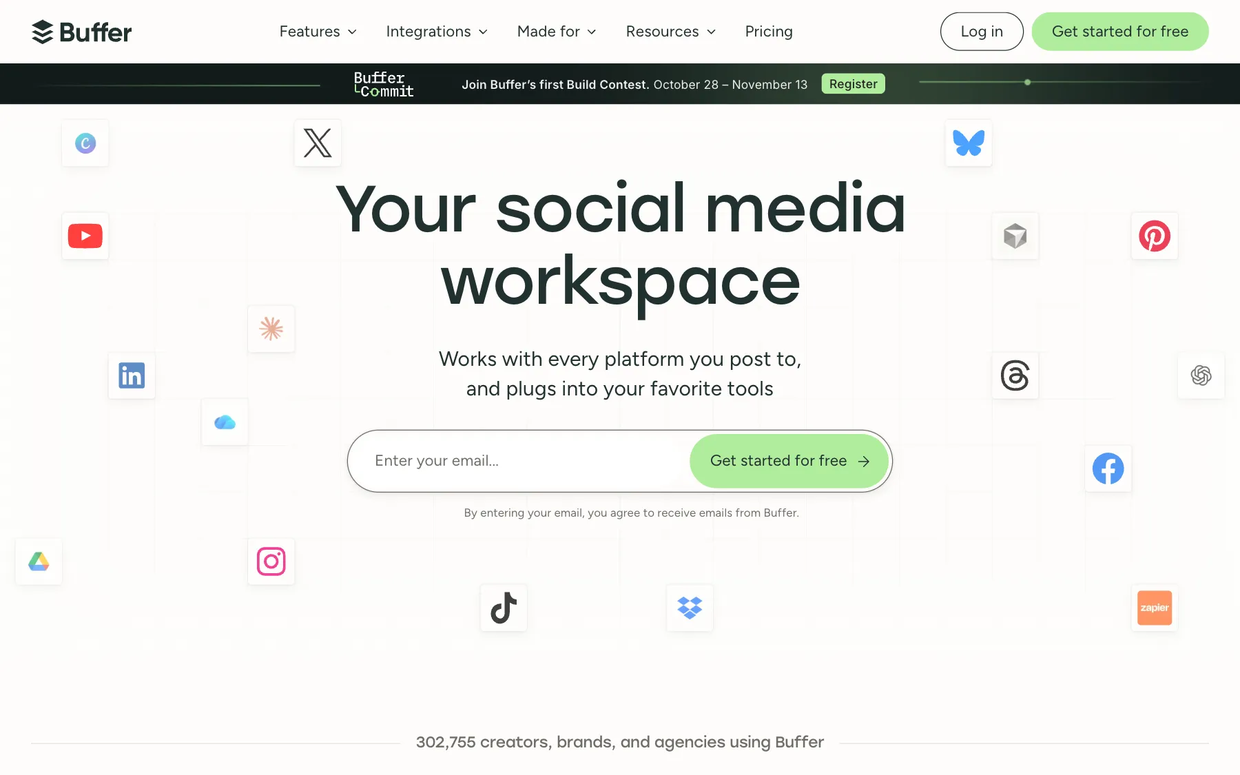 Buffer website, screenshot taken 23 October 2026