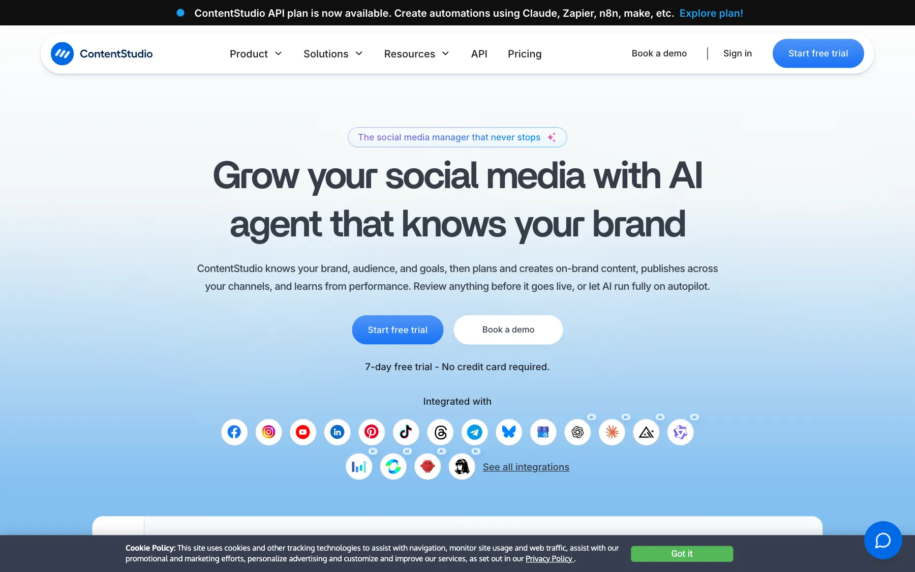 ContentStudio website, screenshot taken 23 October 2026