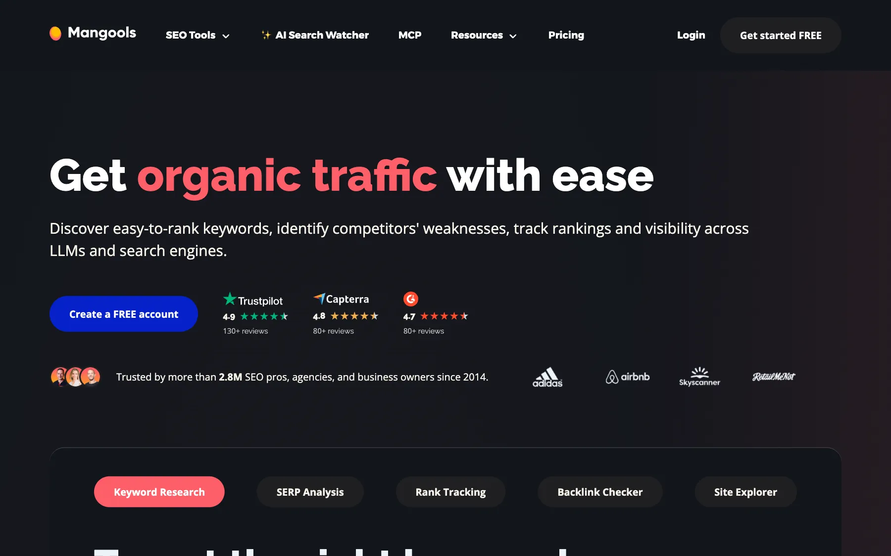 Mangools website, screenshot taken 23 October 2026