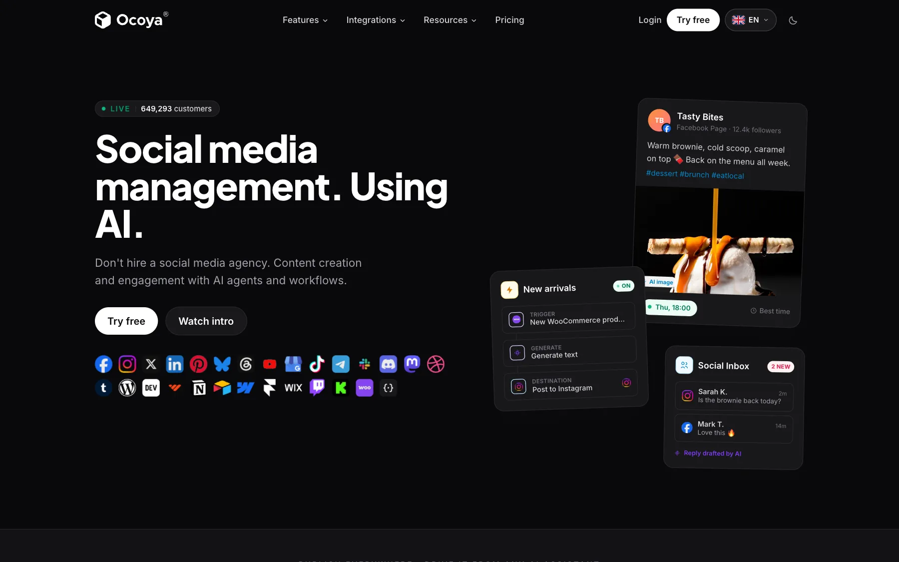 Ocoya website, screenshot taken 23 October 2026