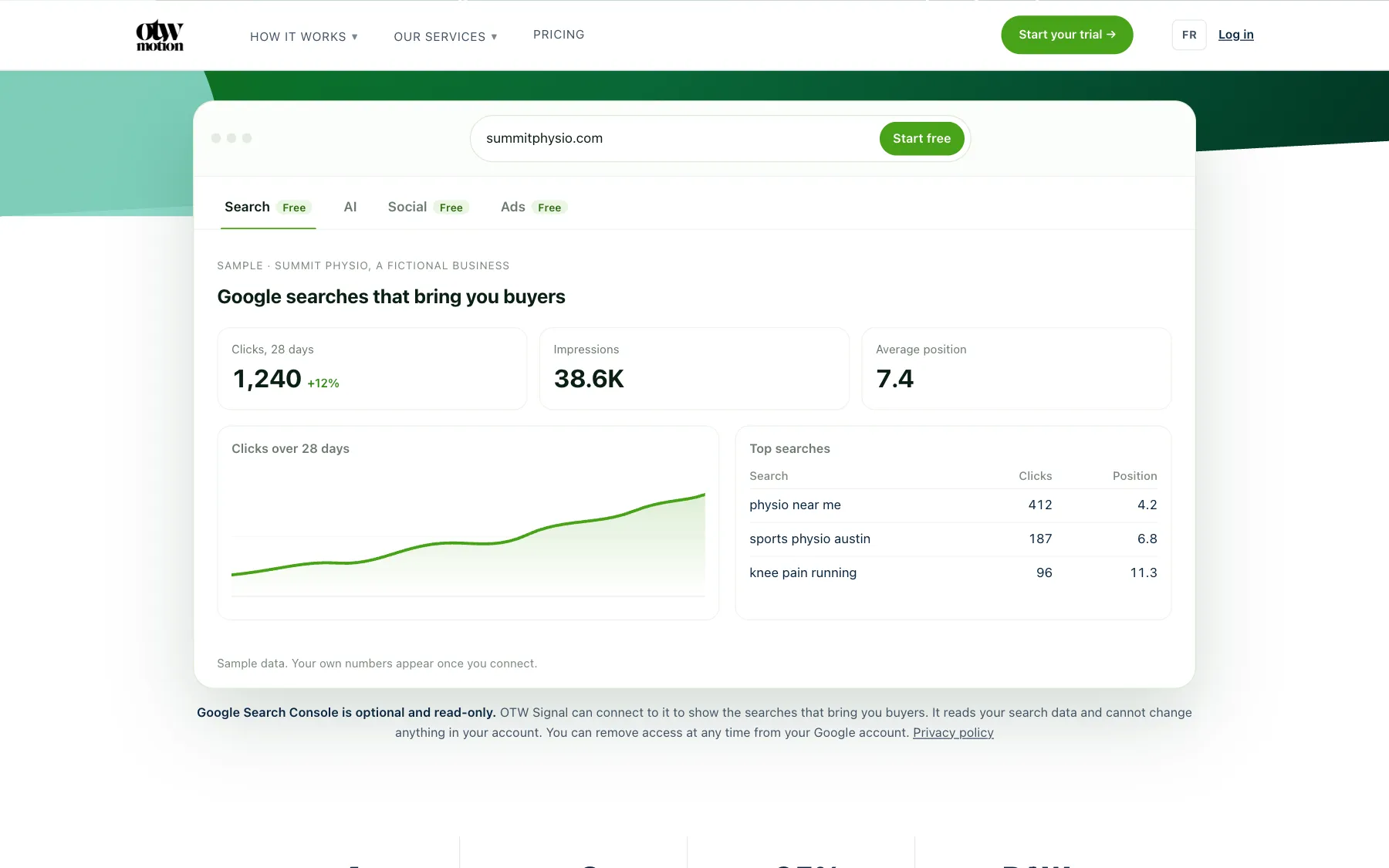 OTW Signal SEO website, screenshot taken 23 October 2026