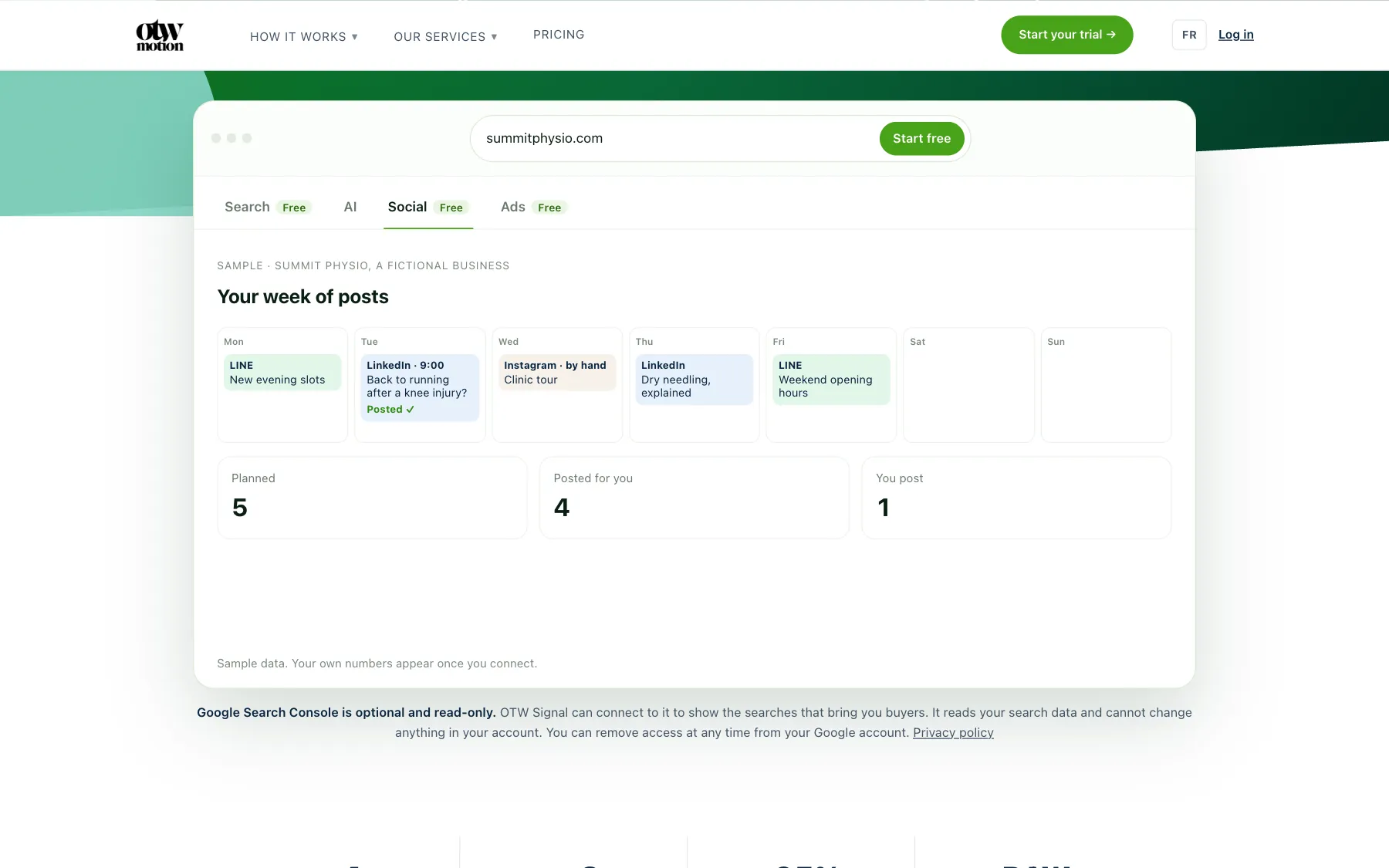 OTW Motion Social website, screenshot taken 23 October 2026