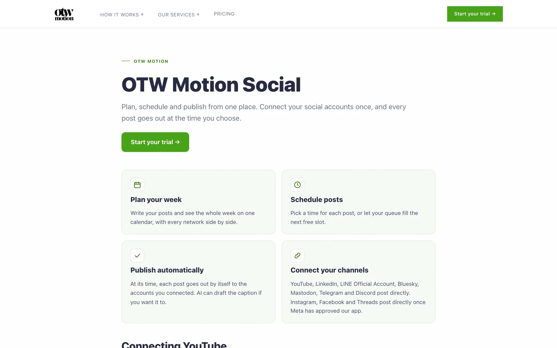 OTW Motion Social website, screenshot taken 23 October 2026