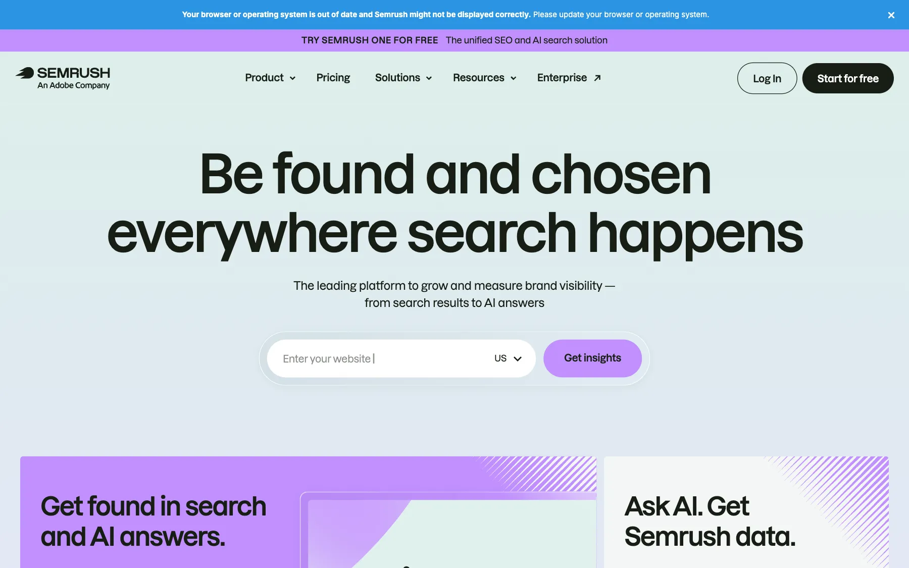 Semrush website, screenshot taken 23 October 2026