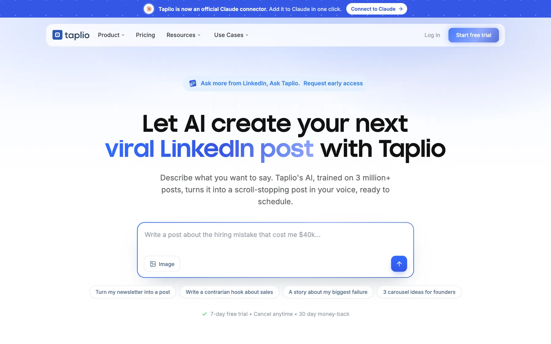 Taplio website, screenshot taken 23 October 2026
