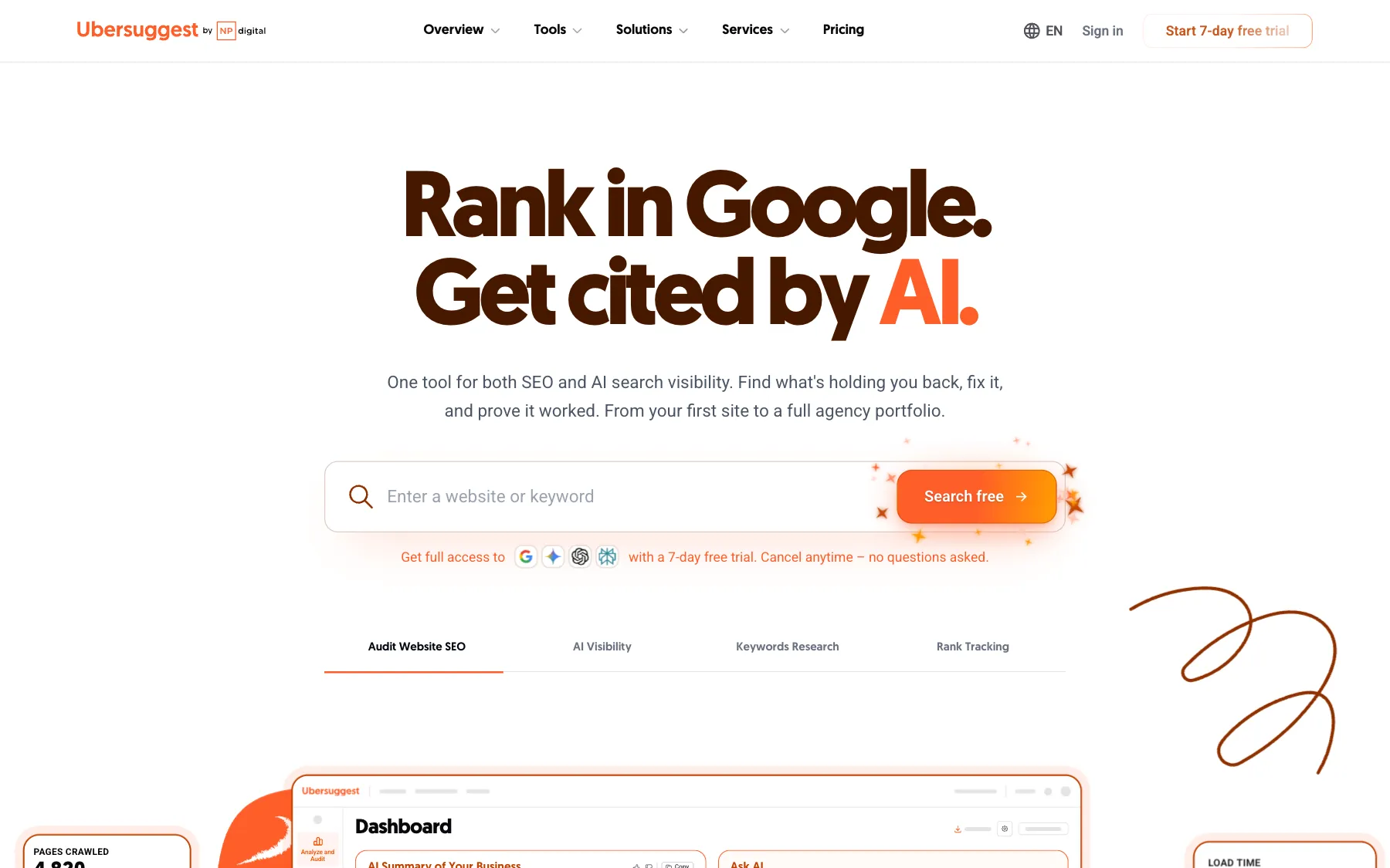 Ubersuggest website, screenshot taken 23 October 2026