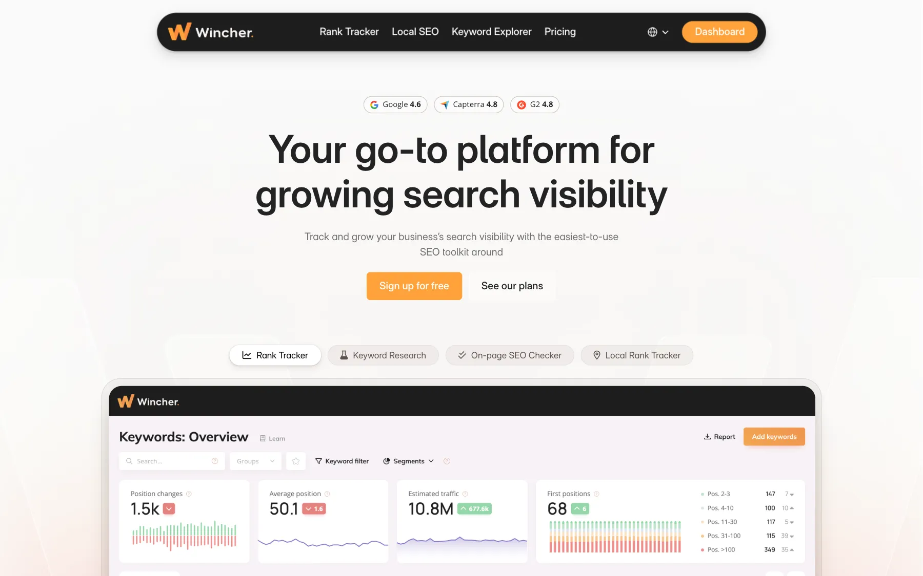 Wincher website, screenshot taken 23 October 2026